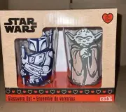 DISNEY STAR WARS VALENTINES 2 PACK GLASSWARE PINT GLASS SET NEW