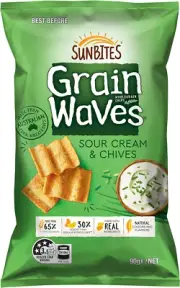 Sunbites Grain Waves Sour Cream and Chives Wholegrain Chips 90 G