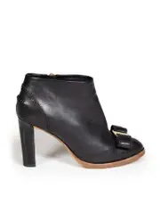 Black Leather Bow Detail Boots