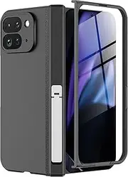 Miimall Slim Cases for Google Pixel 9 Pro Fold Phone Case,[Kickstand & Magnetic Hinge Protection][All-Inclusive Protection] Anti Scratch Slim Thin Full Cover Phone Case for Google Pixel Fold 2, Black