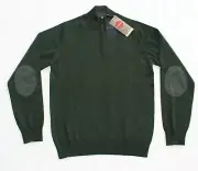 $298 New EMANUEL BERG Quarter Zip Pullover Sweater SMALL S EU 48 Green MERINO