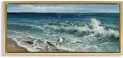 Stupell Industries Incoming Beach Tide Seagulls Framed Floater Canvas Wall Art by Heather Hayes