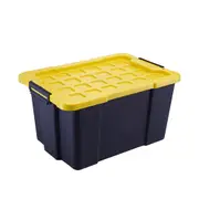 2 x K&A 60L Heavy Duty Plastic Storage Container Stackable Tub Tool Box Black