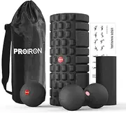PROIRON 5 in 1 Foam Roller Set for Deep Tissue EPP Muscle Massage, Trigger Point Fitness Exercise Patented Foam Roller, Massage Roller, Massage Ball, Peanut Massage Ball,Mini Rolle for Whole Body Release(Black)