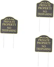 BESPORTBLE 3pcs Private Property Sign Metal No Trespassing Stake for Outdoor Security
