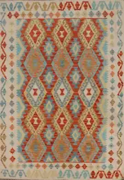 Reversible Kilim Kelim Rugs Rectangle Handwoven Kilim Carpets 5x6 ft
