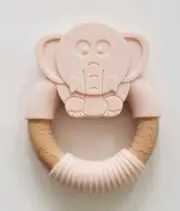 Organic Baby Teether Toy- SPA and BPA-Free Silicone - Light Pink Elephant