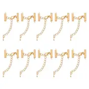 20Sets Slide on End Clasps, 16mm Tube Slider Crimp Cord Ends, Light Golden