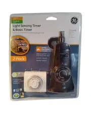 GE Light Sensing Timer & Basic Timer - 2 Pack. An Inside And An Outside Timer