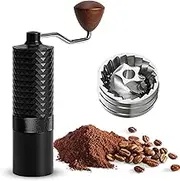 Adjustable Coffee Bean Grinder for Home Use Stainl Steel M l Espresso Grinder Bearing Positioning with 2-in-1 Anti-Slip Base Wood Hand Crank Portable Coffee Grinder for Camping Travel Black A