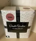 Dwell Studio KING SIZE 4 Pc Sheet Set Geometric Design Tan 100% Cotton Percale
