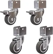 Set of 4 - Castor Wheels U Bracket Universal Swivel Furniture 2 Inch 50mm 180KG Silent Rubber Crib with Brake Quiet Rolling for Baby Cot Baby's Bed 16mm 18mm 20mm 25mm Slot (Color : 2 Swivel 2 Brakes