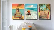 Set Of 3 Beach Scenery II Stretched Canvas Prints