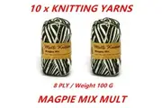 10 x Magpie Mix 100g 8ply Soft Chunky Knitting Yarn Roving Wool Crocheting Sweater Acrylic