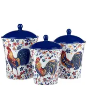 Certified International Morning Rooster Set of 3 Canisters