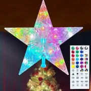 Christmas Tree Topper Star 9.0" LED Lighted Star Tree Top w/Remote Control, 128