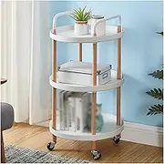 3 Tier Storage Rack Kitchen Foldable Trolley Vegetable Floor Rack Wheels (Size : 81.5cm*48cm)