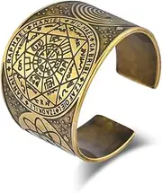 [ANIEJUFI] Stainless Steel The Seals of the Seven Archangels Ring Solomon Kabbalah Protection Amulet Jewelry Adjustable Size