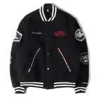Men's New Style Classic Black Rib Knitt Wool Varsity Bomber Jacket