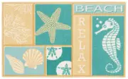 KITCHEN ACCENT RUG (nonskid back) (17"x28") SEALIFE, RELAX, BEACH, SEAHORSE, EE