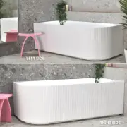 Ceto 1500 1700 Matte White Brighton Fluted Corner Back to Wall Acrylic Bath Tub