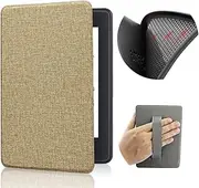 Case for 7" Kindle Paperwhite with Hand Strap - Ultra Slim Leather Smart Cover with Auto Sleep and Wake for Kindle Paperwhite 12th Generation 2024 (Gold)