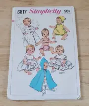 Simplicity Pattern DOLL WARDROBE #6817 Doll Size: 14" UNCUT