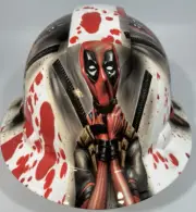 New Full Brim Hard Hat Custom Hydro Dipped DEAD POOL CARNAGE BLOOD SPLATTER