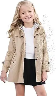 [SANGTREE] Girl's Waterproof Trench Coat Hooded Lightweight Rain Jackets