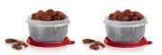 Tupperware Ideal Lit'l Bowl Set of 2 Red New