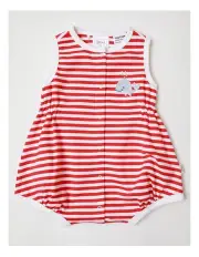[Sprout] Whale Tale Button In Through Romper White