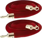 Rope Barriers, Rope Barrier Belt Blue Velvet Stanchion Rope 3/4/5/10Ft, Red Velvet Ropefor Stanchion Posts Queue Pole, Rope Barrier with Gold Hooks, for Carpet Events, 2 Pcs(Red,9ft/274cm)