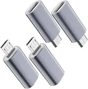 JXMOX USB C to Micro USB Adapter, (4-Pack) Type C Female to Micro USB Male Convert Connector Support Charge Data Sync Compatible with Samsung Galaxy S7 S7 Edge, Nexus 5 6 and Micro USB Devices (Grey)