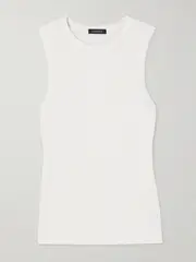 [GOLDSIGN] GOLDSIGN - Ribbed Stretch-jersey Tank - Off-white - small small Off-white