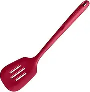 U-Taste 9.5cm Wide Slotted Turner - 315℃ Heat Resistant 34cm Non-Stick Food Grade Silicone Cooking Egg Spatula, Flexible and Stiff Seamless Rubber Kitchen Utensil for Pancake, Burger, Steak (Red)