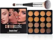 JasCherry Contour Palette, 16 Color Contouring Highlight Powder with Double Head Brush, Makeup Gifts for Women