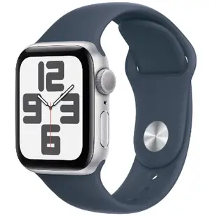 Apple Watch SE GPS 40mm 銀色鋁金屬錶殼 智能手錶 配風暴藍色運動錶帶 M/L MRE23ZP/A 香港行貨