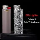 Flying Dragon Design Full Size BIC Cigar Lighter Metal J6 Butane Gas Lighters