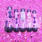 Purple Chrome Lava Lamp Extra Long Ballerina Press On Nails Handmade Hard Gel