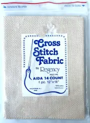 Regency Mills 14 Count Aida Cross Stitch Fabric - Beige 100% Cotton 12" x 18"