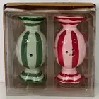 Decorative Novelty Wrapped Candies Salt And Pepper Shakers Red Green & White New