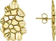 [JewelryWeb] 10k Gold Dc Nugget Mens 15.2mm X 24mm Push Back Studs Stud Earring for Men