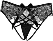 [ａ aternee] Women Panties Breathable Cotton Underwear for Nightclub Honeymoon Couples Party Black