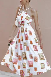 [PUP3] Madi Maxi Dress - White Multi XS White