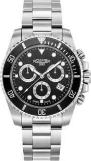 Roamer 851837 41 55 20 Deep Sea 100 Chrono silver black Steel Men's Watch NEW