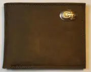 ZEP PRO Georgia Tech Yellow Jackets Crazy Horse Leather Bifold Wallet Tin Box