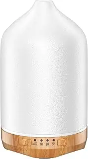YOZYU Essential Oil Diffuser, Ceramic Diffuser for Home, 250ml Aromatherapy Diffuser with Waterless Auto-Off & 7 LED Color Light, Quiet Essential Oil Diffuser for Home Office Yoga SPA