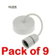 Click Polar 6A T2 Rated Bayonet Lamp Holder Pendant White Pack of 9 (pk 10 )