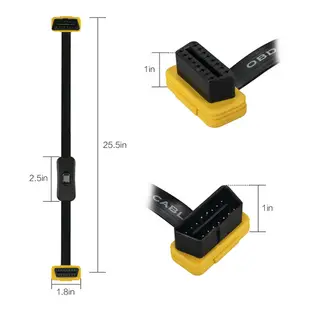 AUTOOL 汽車OBD2 ELM327延長連接線 帶開關，16針16芯接頭 車載診斷系統OBD轉接線OBD適配器連接線