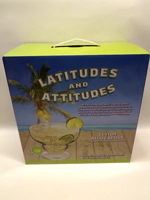 Set Of 4 Latitudes & Attitudes 19oz Margarita Glasses Recipe Design New
